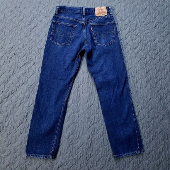 Levis Jeans Mens 29X30 Blue 505 Straight Regular Fit Dark Wash American Denim - Picture 2 of 11